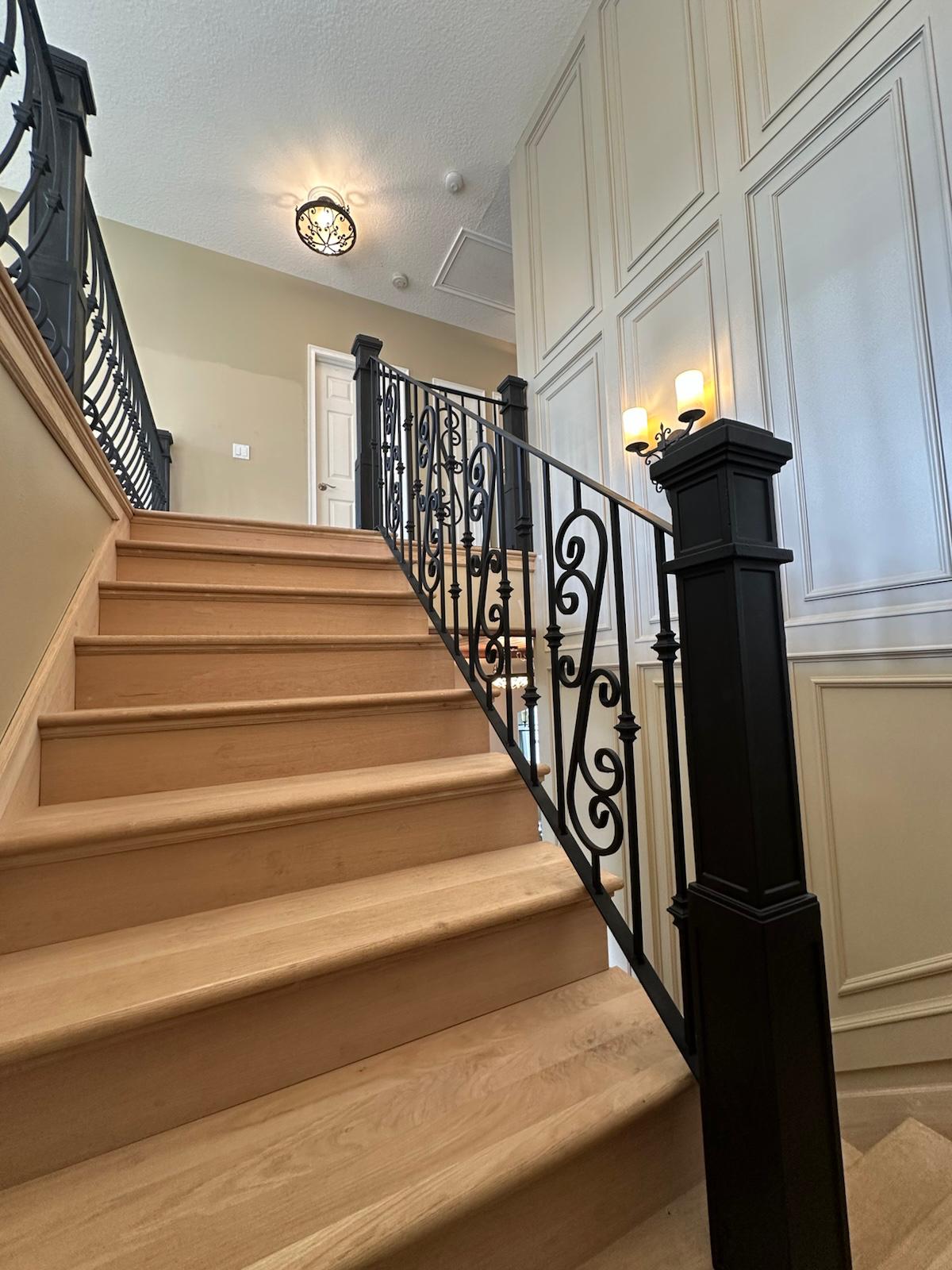 Custom stair railings built for the ascent.