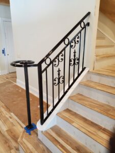 custom wrought iron railing with scrolled ends
