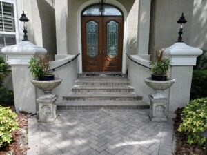 custom front steps iron handrail