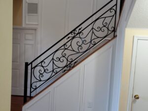custom ornamental interior staircase wrought iron railings