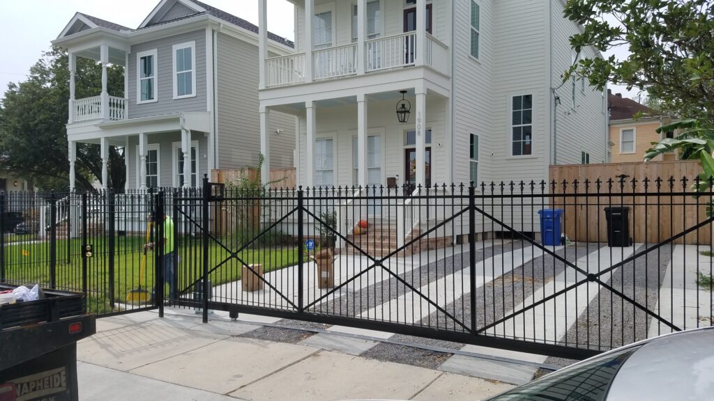 custom wrought iron sliding gate and fence