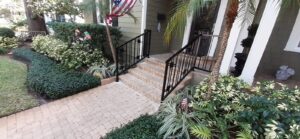 front steps wrought iron custom railings