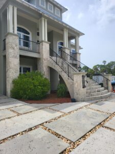 ornamental front stair and porch wrought iron railing
