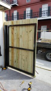 wood and metal frame driveway gate