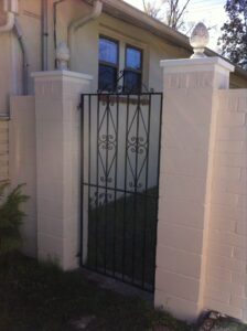 wrought iron gate with wrought iron custom heart ornaments