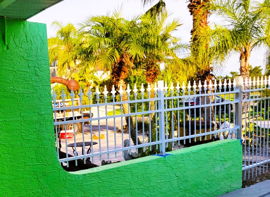 Custom White Aluminum fencing with ornamental finials