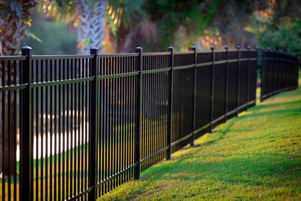 black aluminum fence