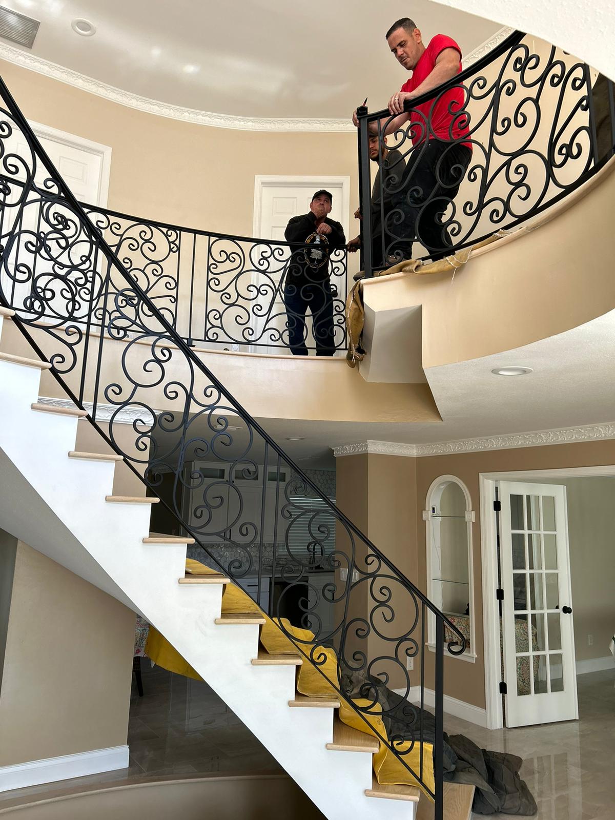 wrought iron satircase railing installation