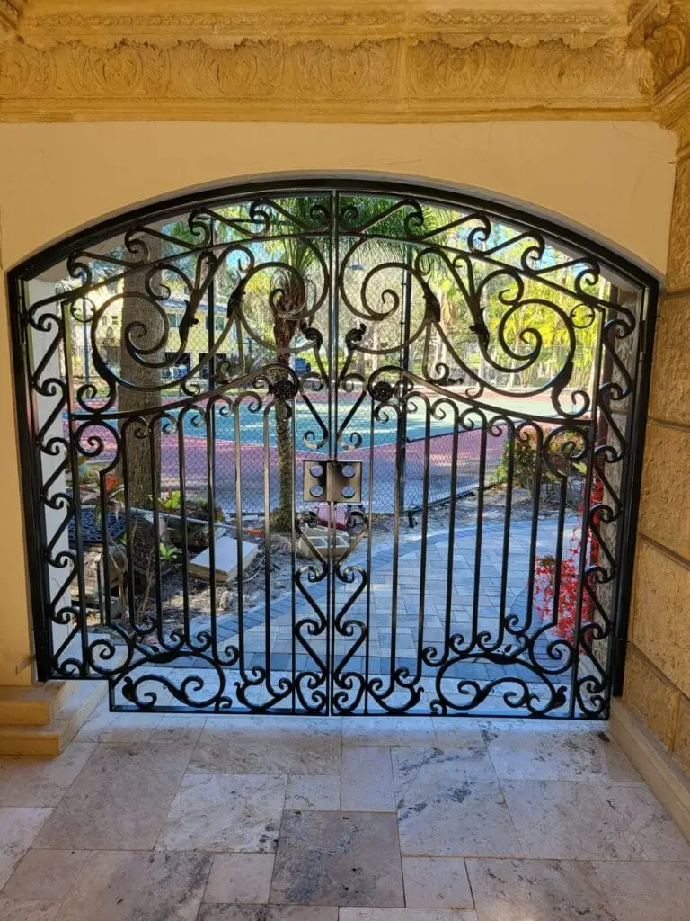 custom ornamental entrance wrought iron double swing gate
