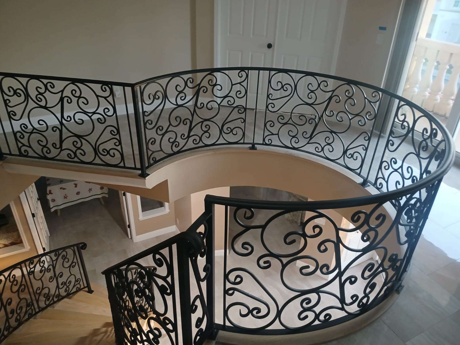 custom ornamental interior balcony wrought iron railing