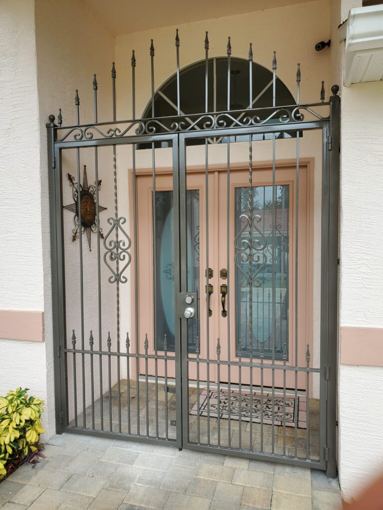 porch entrance custom wrought iron arched top with spears ends