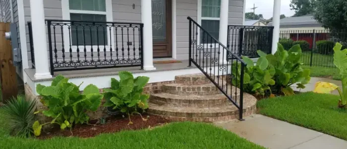 custom ornamental porch railings and front steps railings